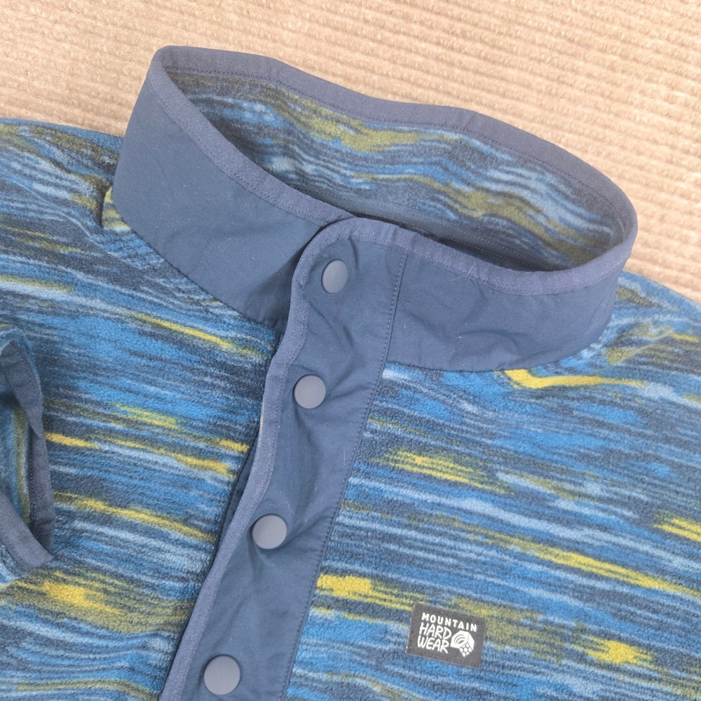 Mountain Hardwear Mens Medium Blue Yellow Space Dye Snap Fleece Pullover OM6000